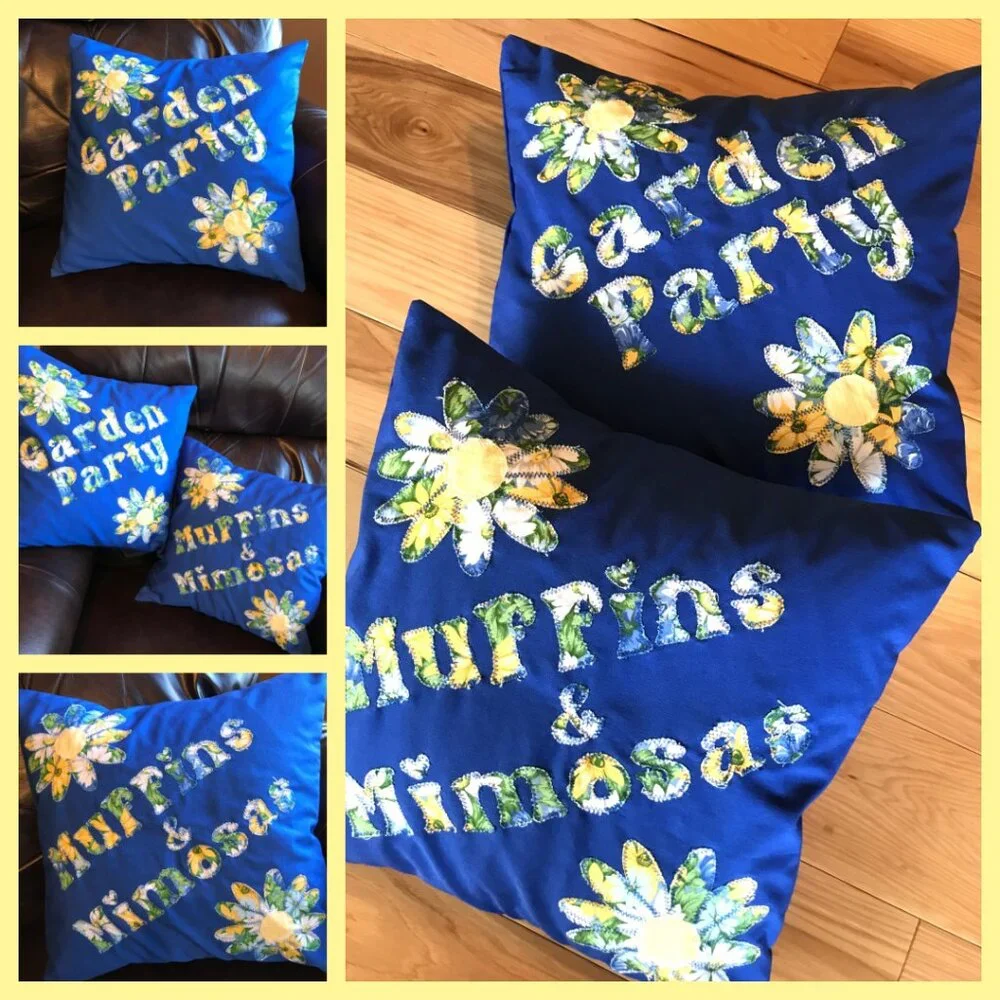 Handmade Cottagecore Pillow Cover,Whimsical Spring Summer Garden Party 16 x 16